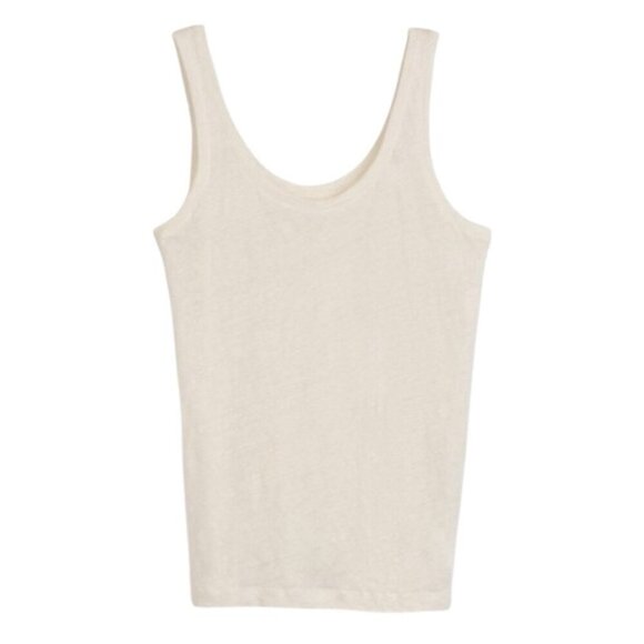 Hudson North The Summer Scoop 100% Linen Relaxed Fit Tank Top in Natural - Picture 1 of 9